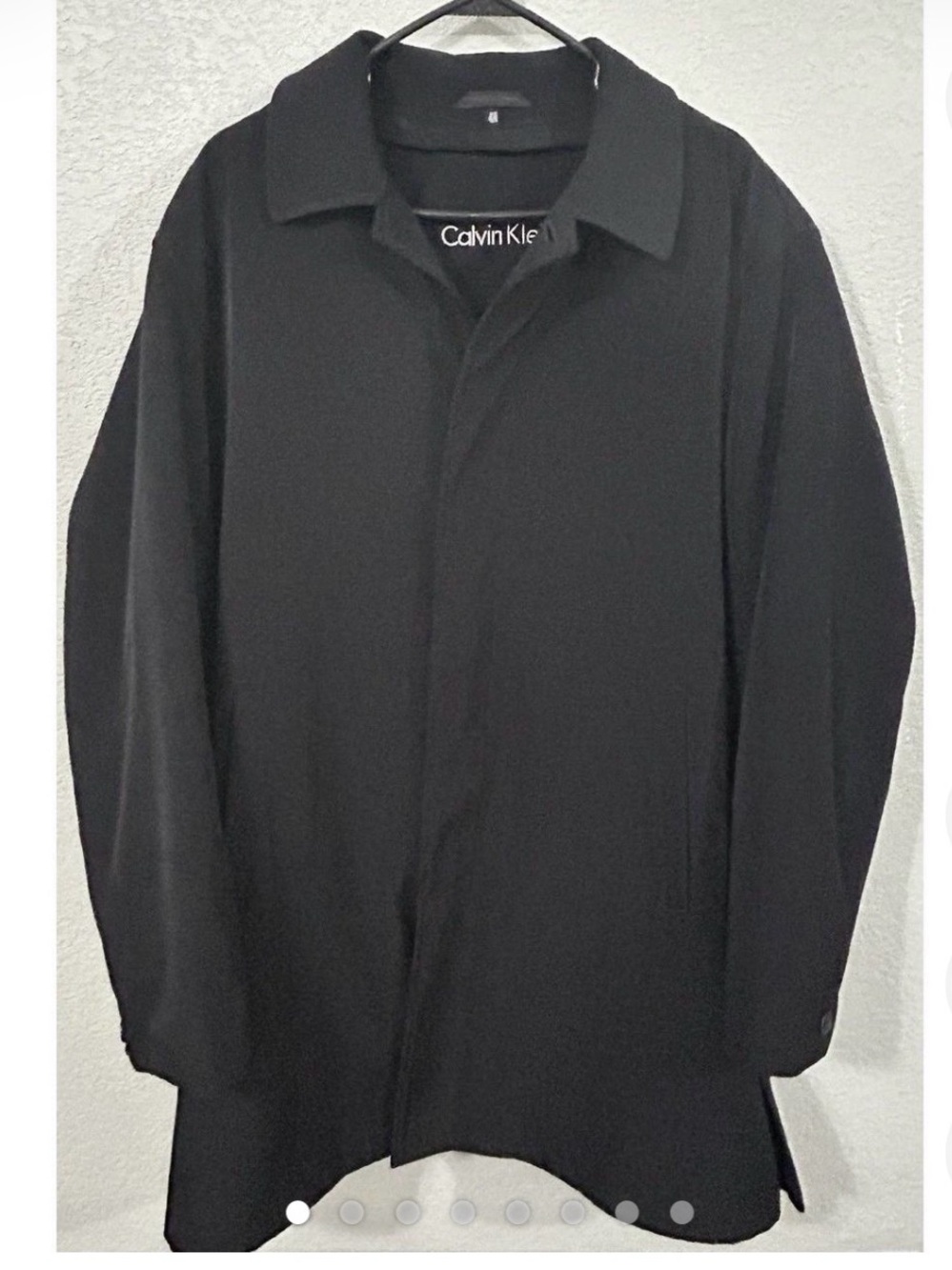 Calvin Klein Men's Black Car Coat with Hidden Button Placket 48R